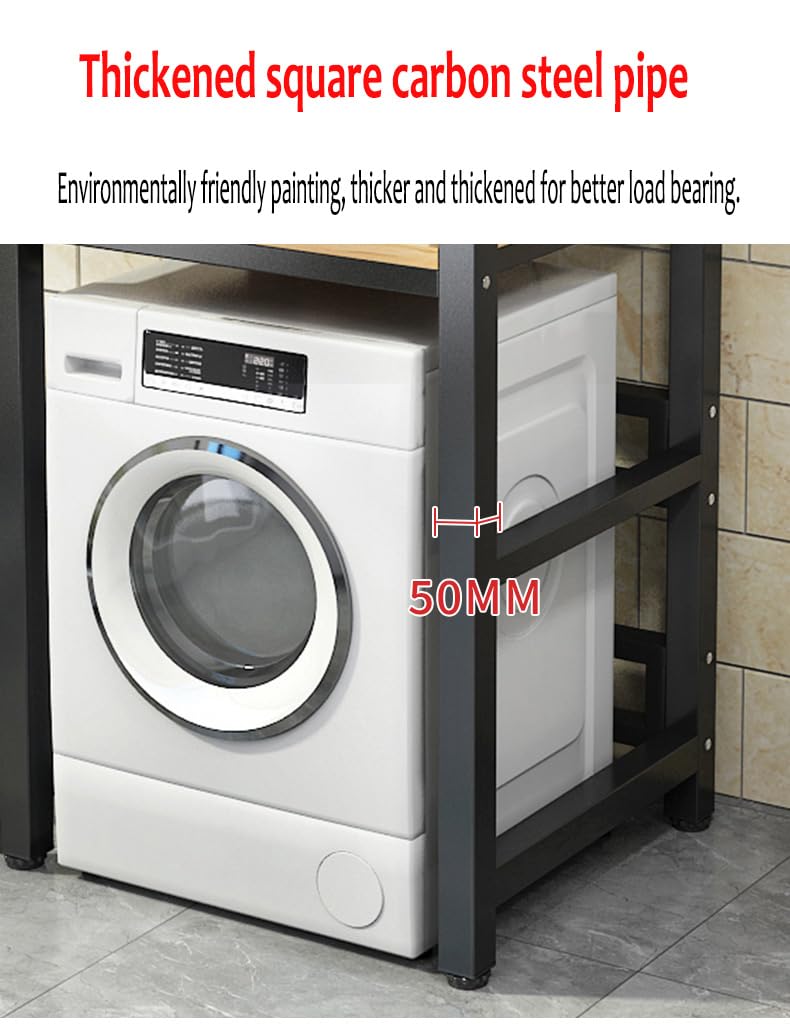 Laveuse et sécheuse en teck avec roues – Fourrure de lavage pour un gain de place pratique et facile
