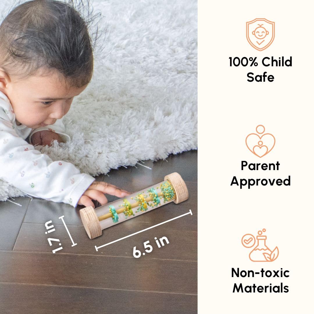 Curious Cub Rainmaker Rattle For Babies 0-6 Months | Tube Rain Sound Toys for Kids | Rattle Toys | Musical Toys For Kids 6-12 Months | New Born Baby Essentials | Music Toy for Kid | Ideal Gift For New Born Baby 3