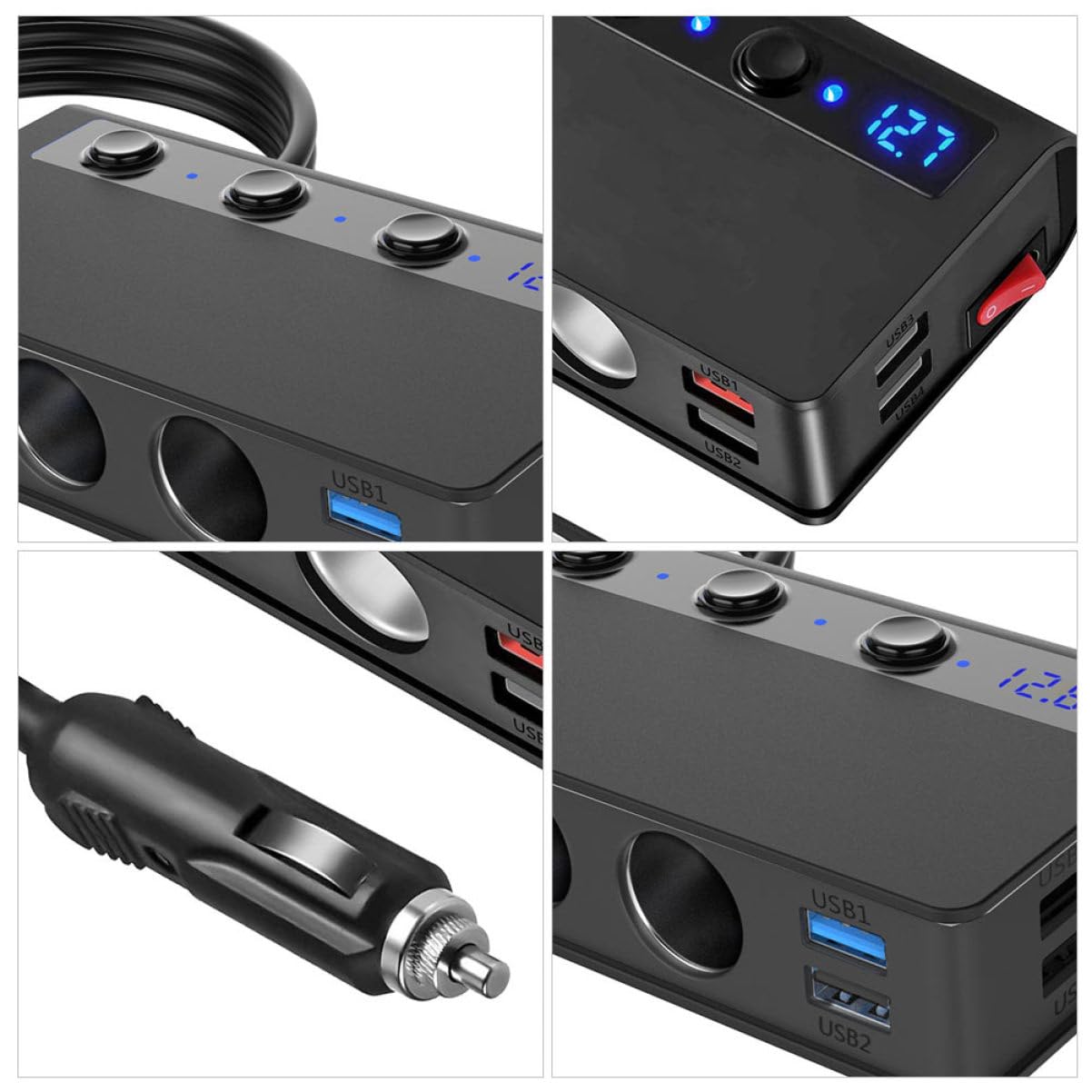 ARTIBETTER 180w Chargeur De Voiture USB Multiple Ports Adaptateur Allume-Cigare Prises Distributeur avec Protections Intégrées pour Téléphone GPS Appareils