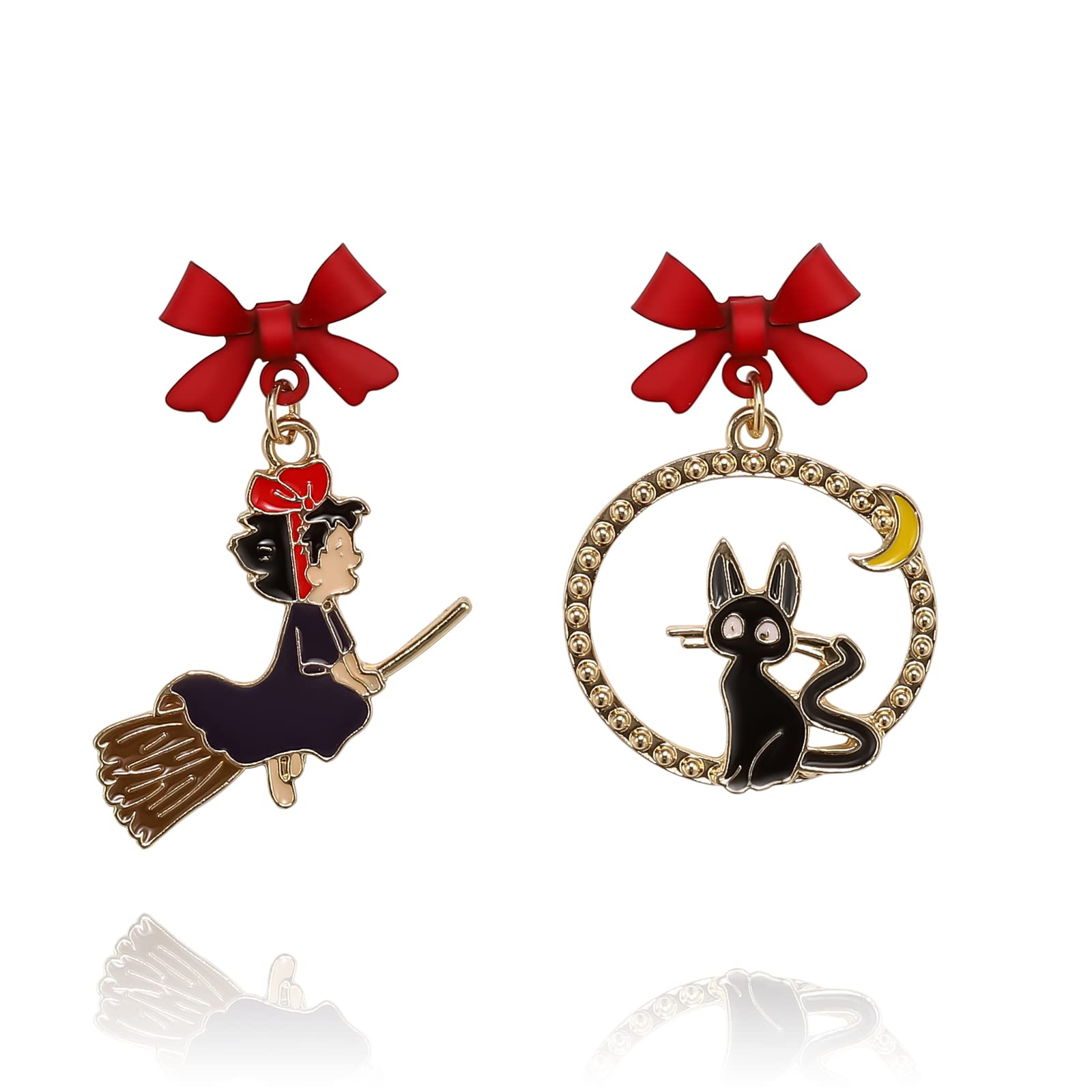 Selenichast Kiki Earrings for Women Anime Earring Witch Broom Black Gigi Cat Earring Birthday Jewelry Gift for Women Girls