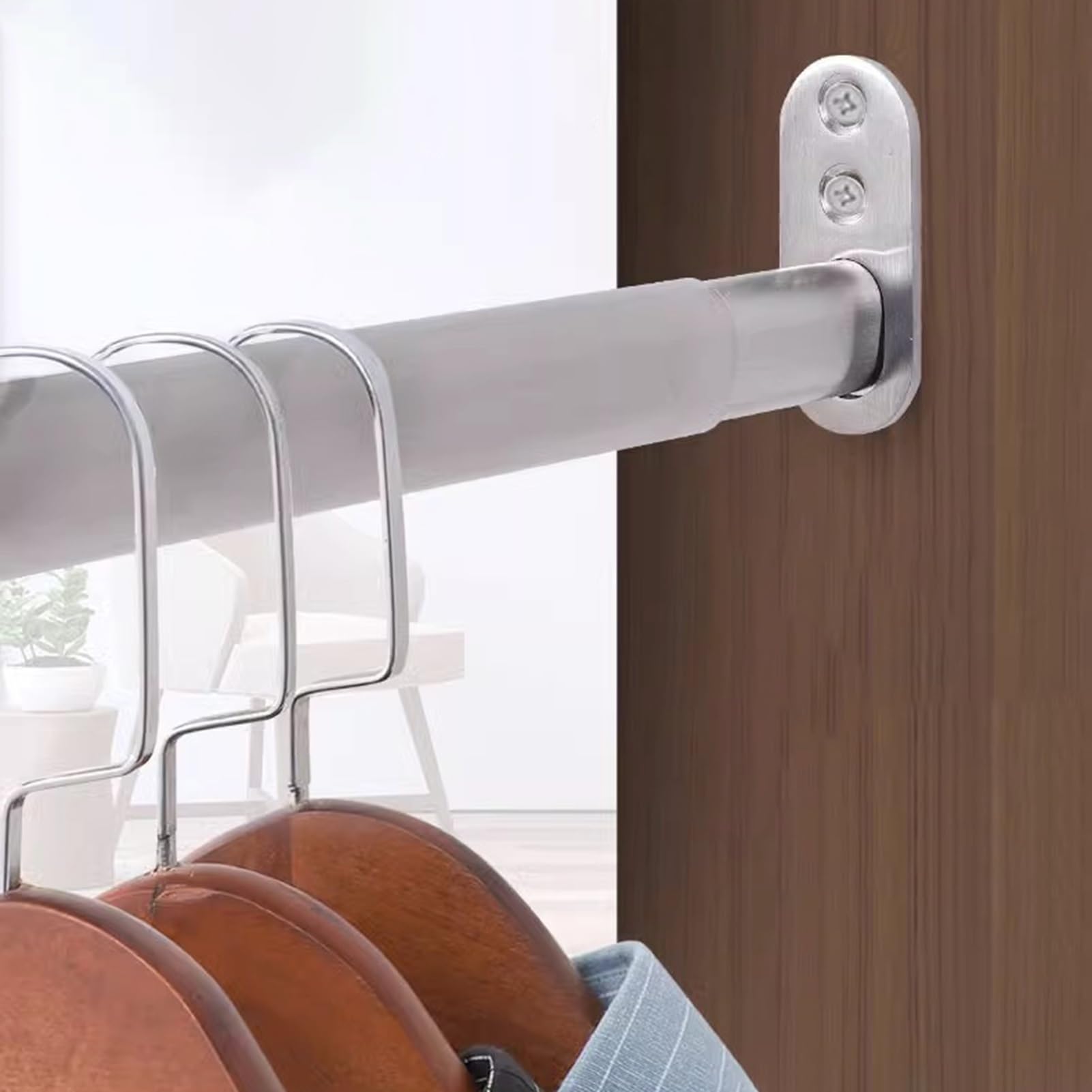 Barra Armario Barras Ajustables para Colgar Ropa en Armarios, Barras Extensibles Ovaladas para Cortinas con Tornillos y Orificios, Rieles para Colgar Cortinas con Acabado Cepillado(40-70cm(15.75-27.56