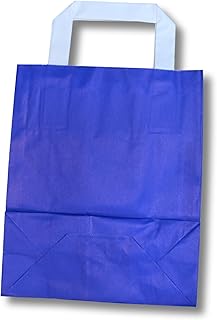 dm-folien gmbh 250 bolsas de papel de 18 x 22 cm, diferentes tamaños, 70 g/m², coloridas, bolsas de papel, asas planas, color azul