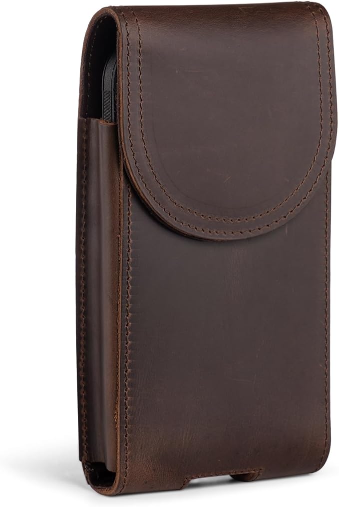 Étui Ceinture Horizontal Marron Pour IPhone 14 Plus & 14 Pro Max - Poche Avec Clip, Cuir Synthétique Mat