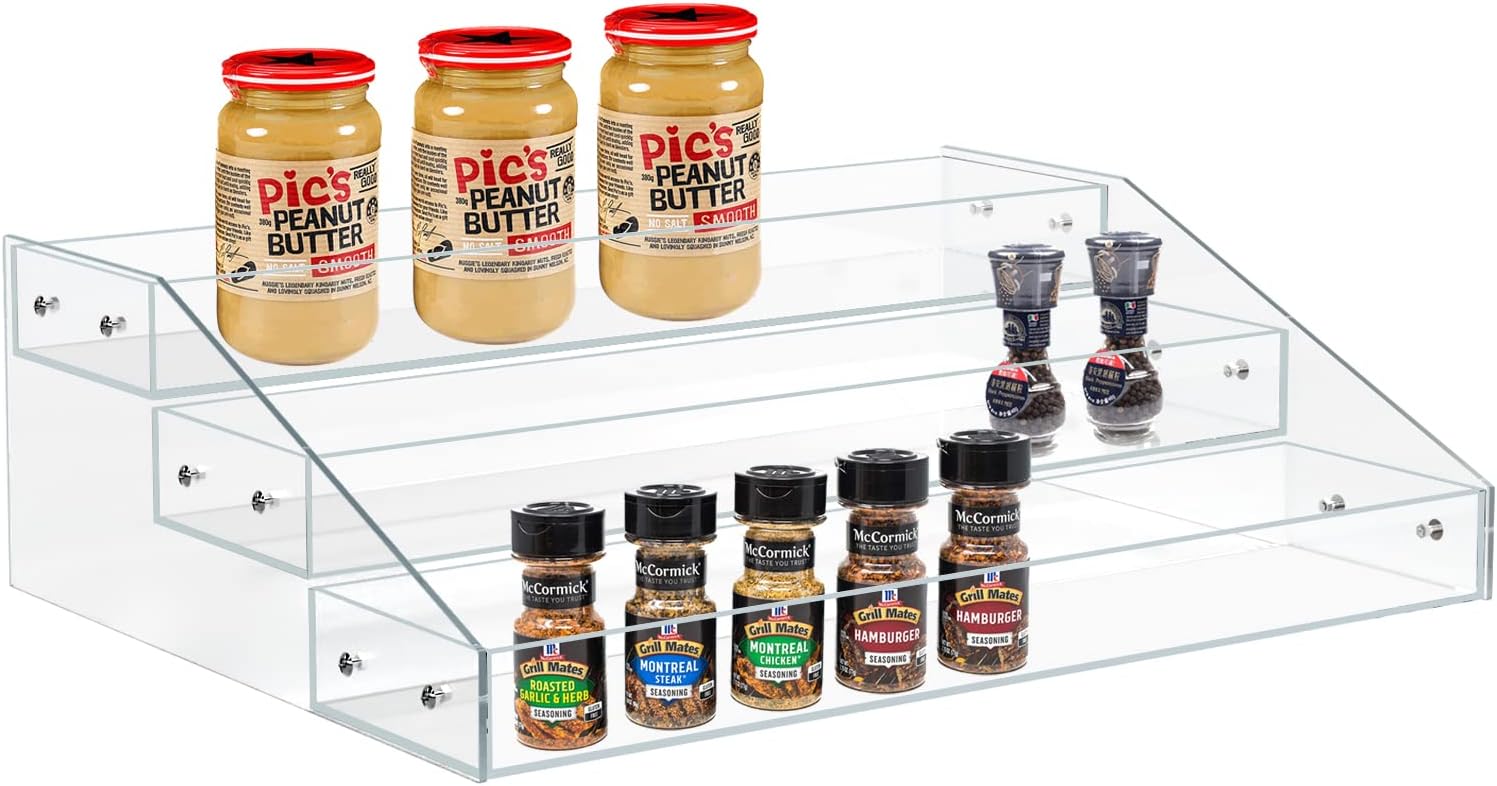 Amazon.com: PMMASTO Widen Tiered Spice Rack, Seasoning Organizer, Clear ...