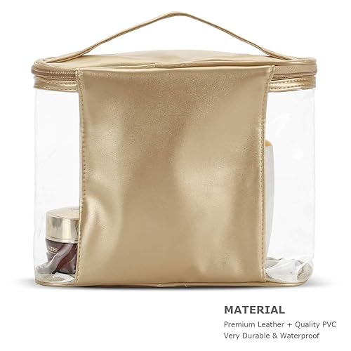 Miniatura 3 de Bolsa de cosméticos, estuche portátil transparente para artículos de tocador, bolsa de maquillaje de PVC transparente, organizador de almacenamiento