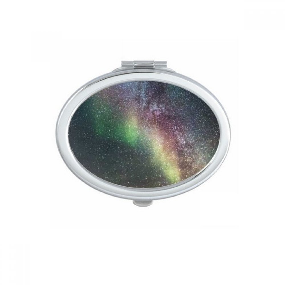Miroir de poche ovale maquillage compact portable fleurs rose pourpre