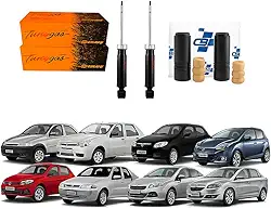 Par Amortecedor + Kits Traseiro Palio Siena 1996 Até 2016