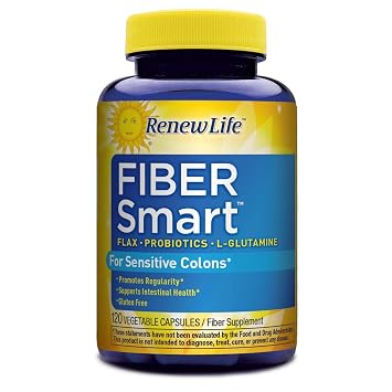 Renew Life - Fiber Smart - For Sensitive Colons - fiber supplement - colon health - 120 vegetable capsules - 30 day supply