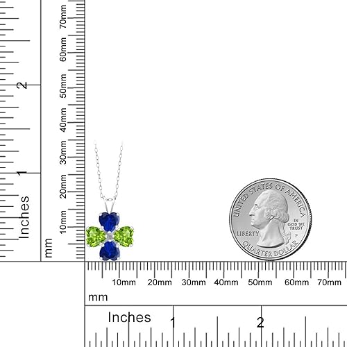 Miniatura 4 de Gem Stone King Collar con colgante de zafiro y peridoto verde de plata de ley 925 para mujer 358 unidades con cadena de plata de 18 pulgadas Metal