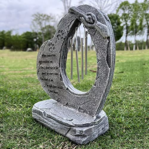 Dog Pet Memorial Stones with Wind Chimes Paw Print Pet Garden Stones Heart Shaped Cat & Dog Grave Markers Gifts Loss of Pet Sympathy Gifts Dog Pet Memorial Stones with Wind Chimes Paw Print Pet Garden Stones Heart Shaped Cat & Dog Grave Markers Gifts Loss of Pet Sympathy Gifts