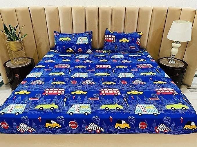 Buy HOMELAXX Kids Nursery Prints King Size Bed Cover Elastic Fitted