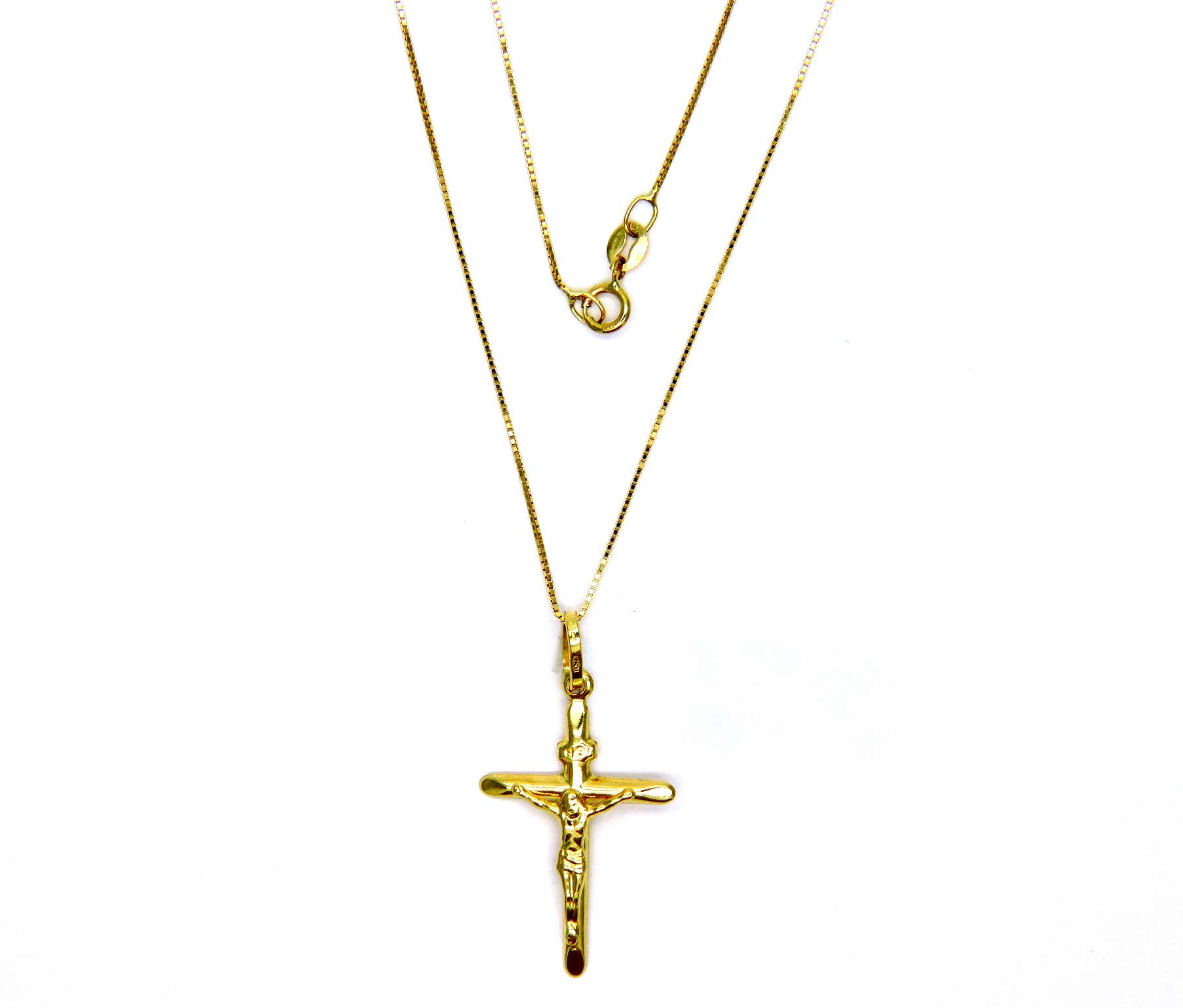 PEGASO GIOIELLI Collana Oro Giallo 18kt Croce Cristo Smussata Battesimo