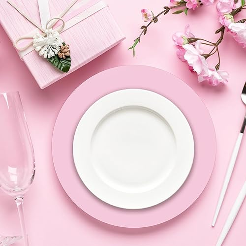 Miniatura 3 de 50 manteles individuales de papel rosa claro, redondos, desechables, manteles individuales decorativos para boda, despedida de soltera, fiesta de