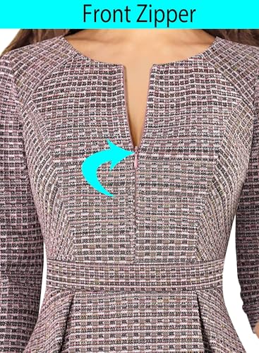 Image of VFSHOW Womens Work Business Office Front Zipper Peplum Church Sheath Dress