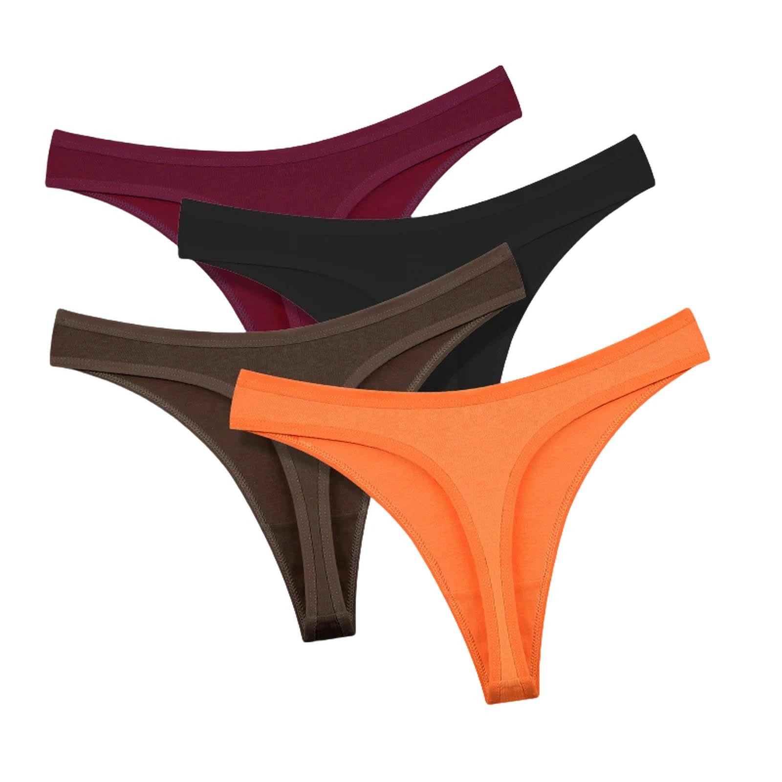 Bielizna damska 4 szt. Zestaw damskie bawełniane majtki bezszwowe stringi z niskim stanem V-Waist Breathable Underwear damska miękka bielizna zestaw 4-m