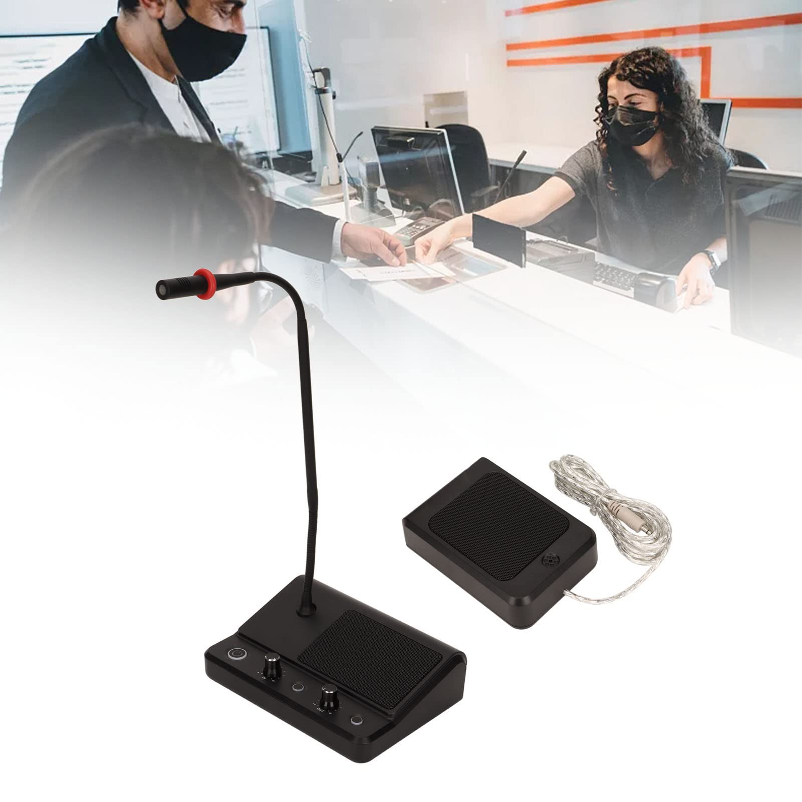 Intercomunicador de Ventana, Altavoz de Doble Vía, sin Interferencias de Ruido, Micrófono de Intercomunicador de 2 Vías para Oficina Gubernamental, Ventanilla de Boletos, Oficina(UE. Enchufe)