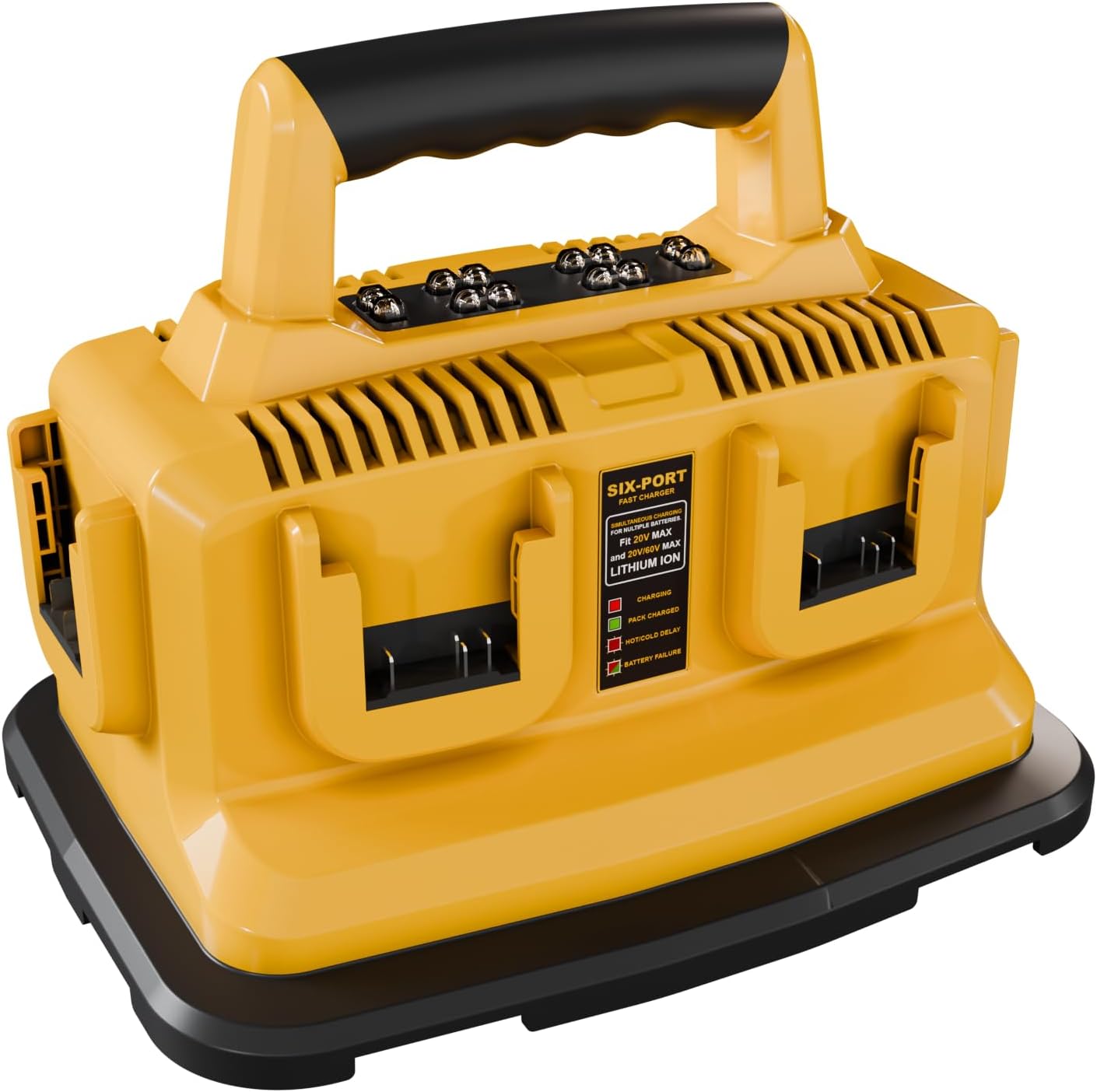 6-Ports Simultaneous Rapid Charger Station, Replacement for Dewalt 20v Battery, Compatible with Dewalt 20v Lithium Ion Battery DCB200 DCB205 DCB206 DCB606 DCB609 DCB612 DCB615
