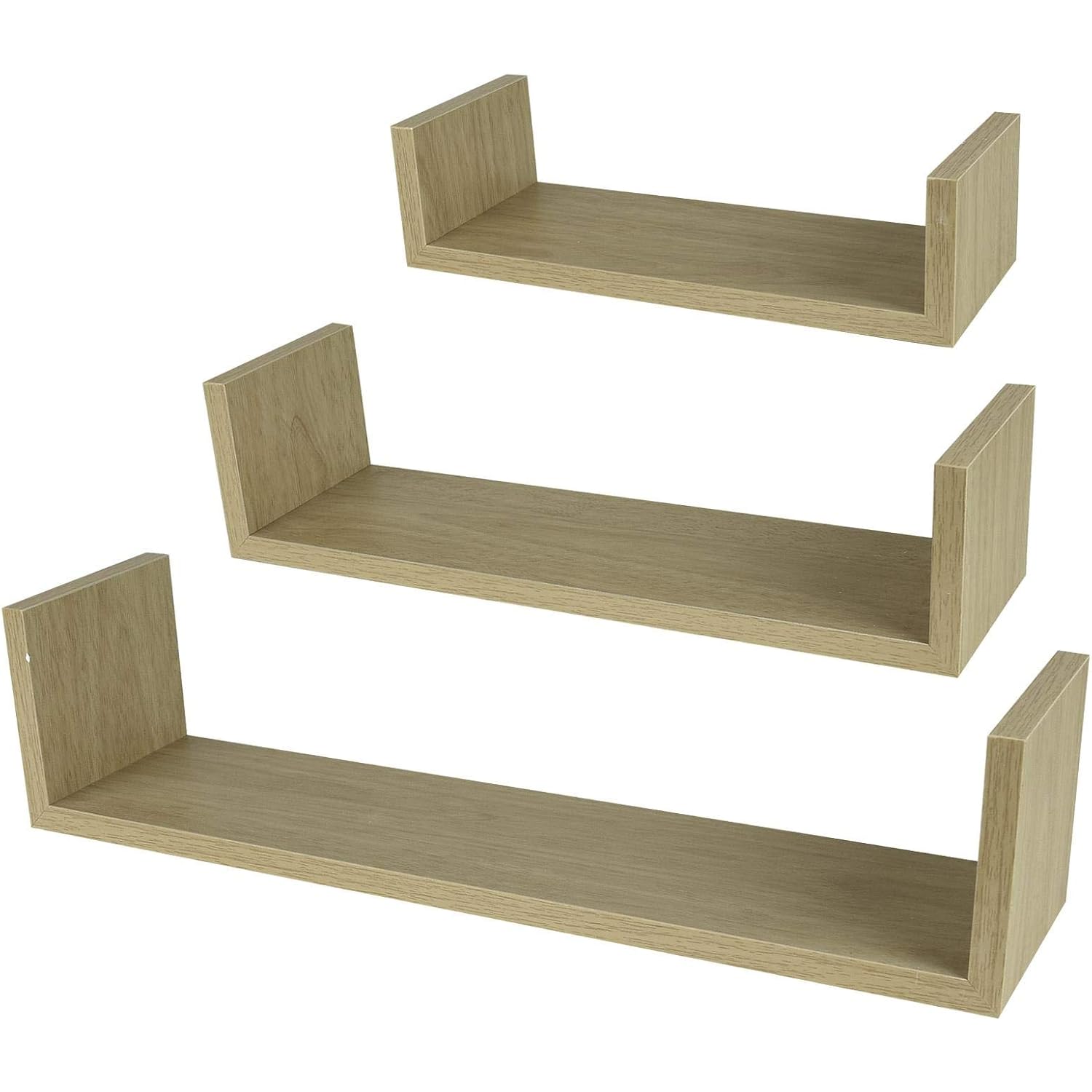 ASAB MDF Floating Shelves U Shaped Wall Shelving Unit, 3 Pieces Set