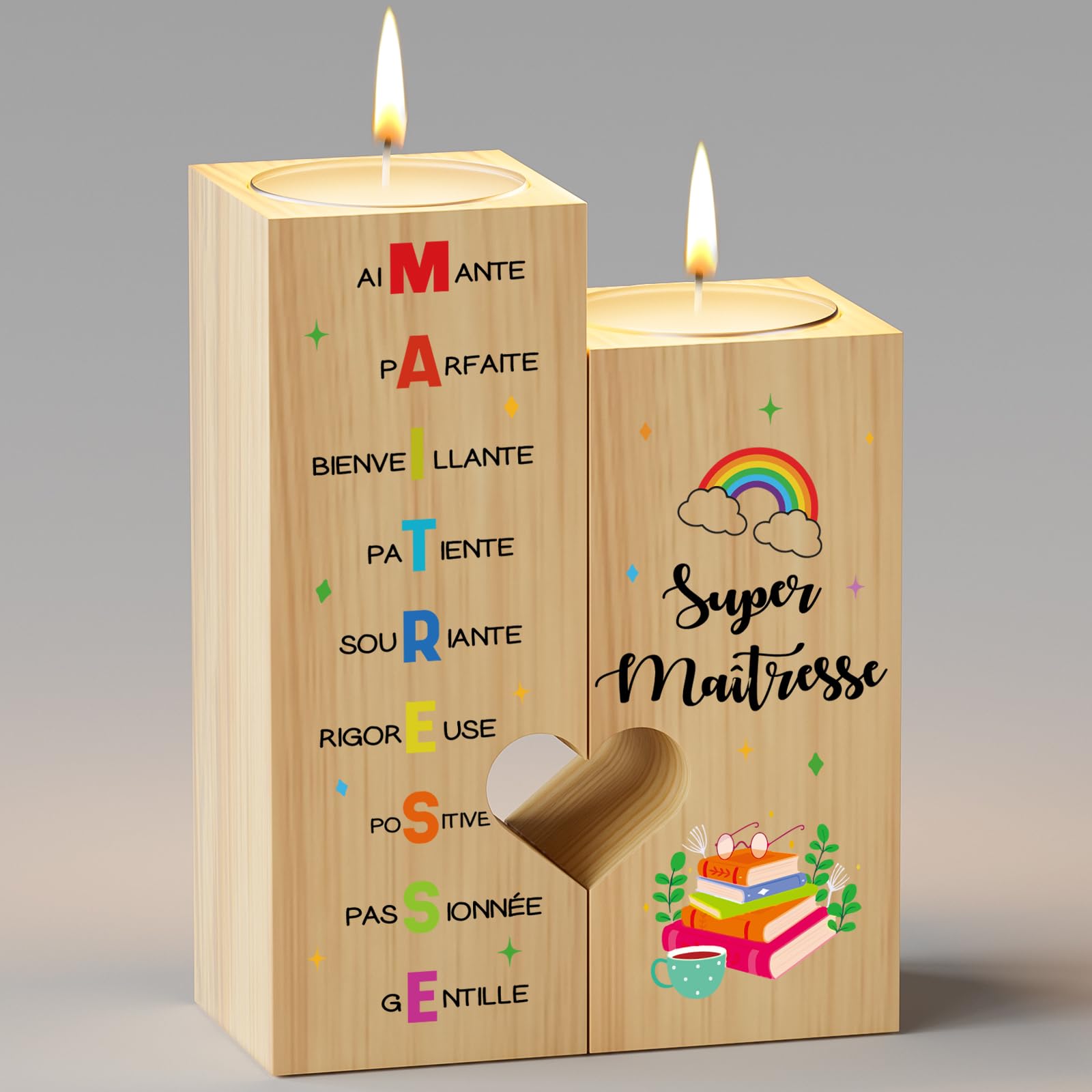 Cadeau Maitresse d'école Fin d'année, Candélabre Merci Meilleur Cadeaux Les Femmes Professeur Anniversaire Graduation Noel Idee