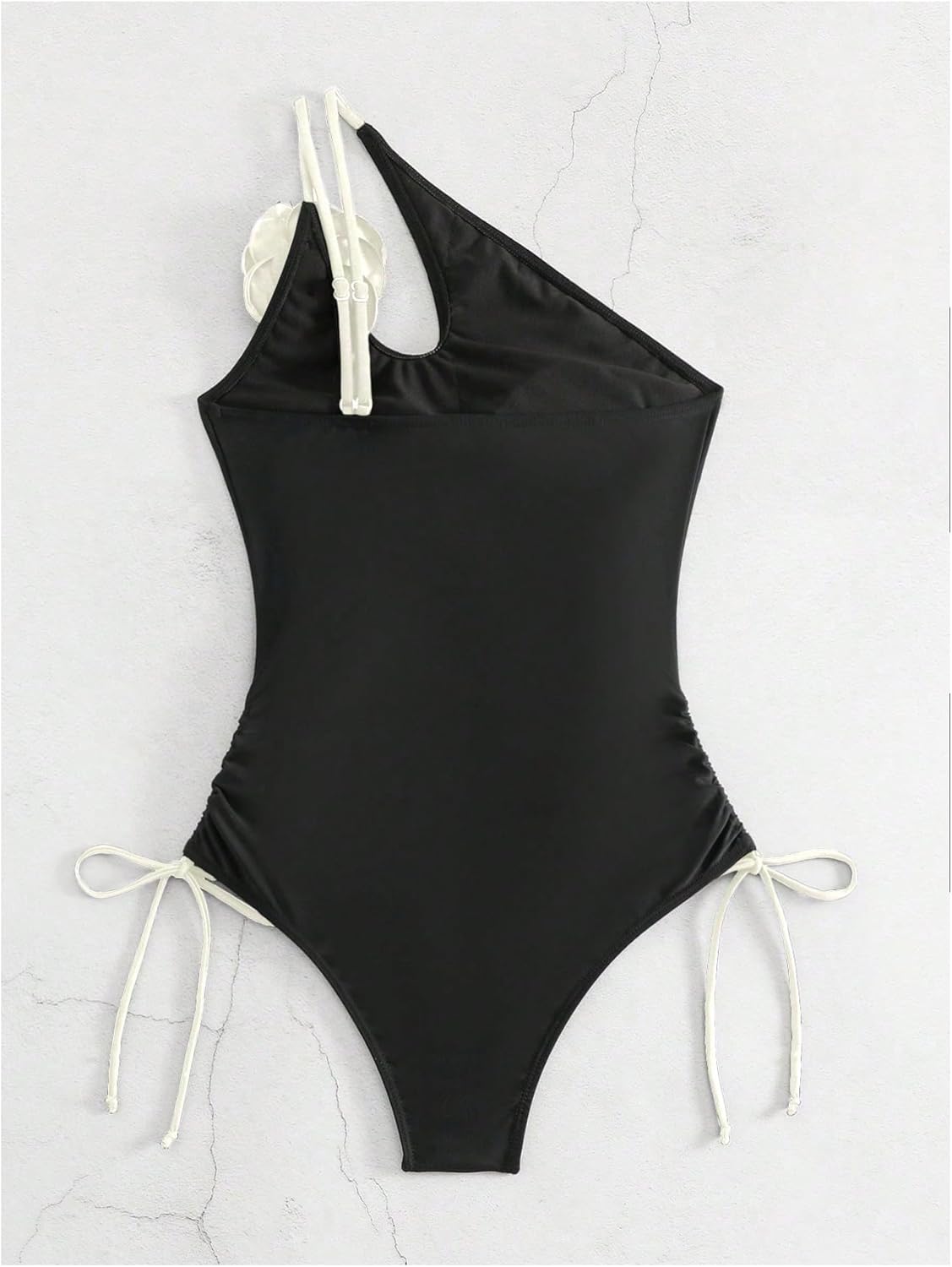 Verdusa Women's 3D Flower One Piece Swimsuit One Shoulder Monokini Bow Tie Bathing Suit Vacation Outfits
