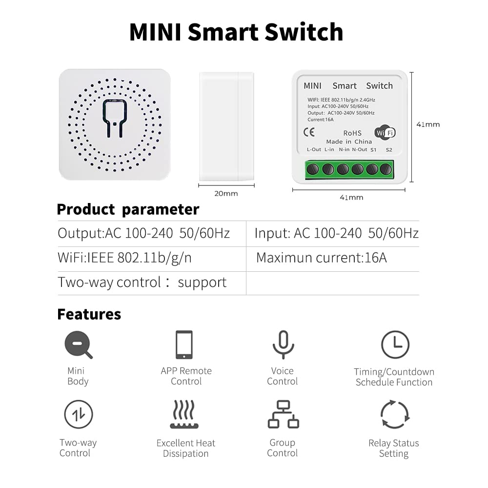 Tuya Wifi Smart Switch 2 Way Control Breaker Relay Module (10 A/16 A), App & Voice Control, Timer & Relay Features - Image 2