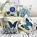 LAXEUYO Juego de 4 Cojin Fundas 45x45 cm, Mariposa Flor Azul Algodón...