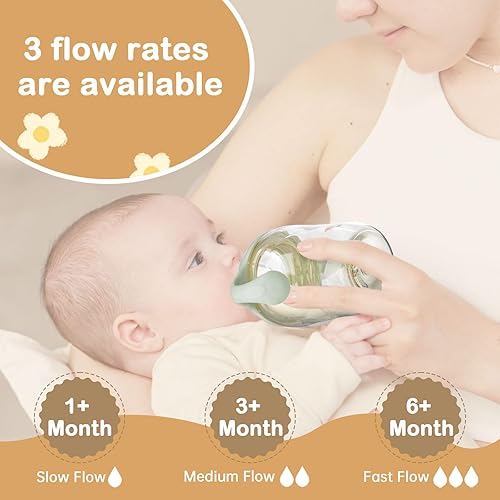 Miniatura 5 de Paquete de 4 pezones de biberón compatibles con biberón natural, pezones de silicona suave de repuesto, similares a los pechos con válvula