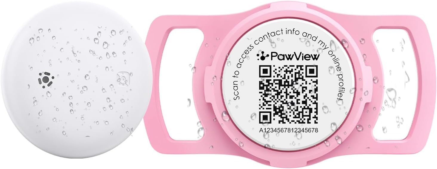 Smart Dog Tracker for Collar, for iOS & Android, Pet Location Tracker with Holder, No Monthly Fee, Real-Time Location Updates, IPX6 Waterproof, 365 Days Battery Life, GPS Dog Tracker, Pink