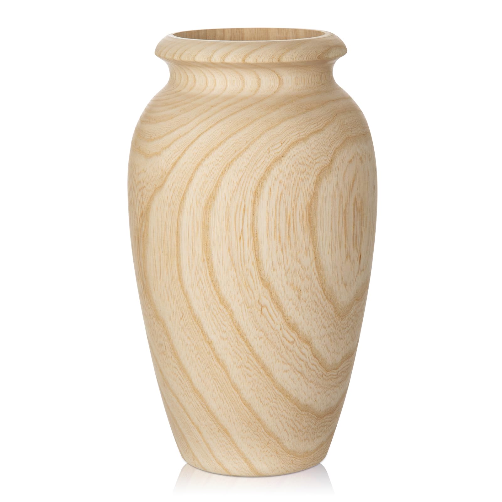 10" Tall Handmade Wooden Flower Vase, Large Wood Vase Decoration for Flower Arrangement Home Decoration