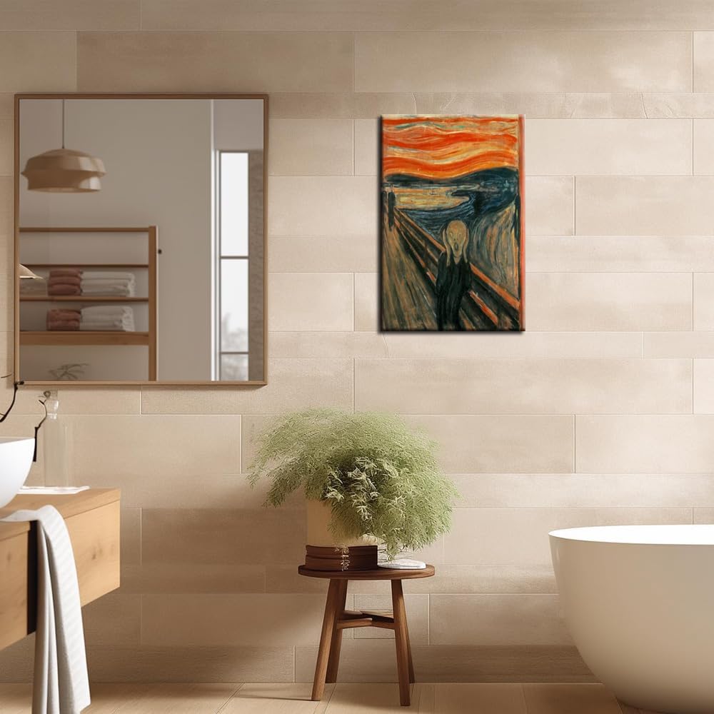 CIYU The Scream Painting Poster Edvard Munch Scream Oil Painting Print Retro Wall Art Home Living Room Office Vintage Decor (The Scream, 16x24 inch)