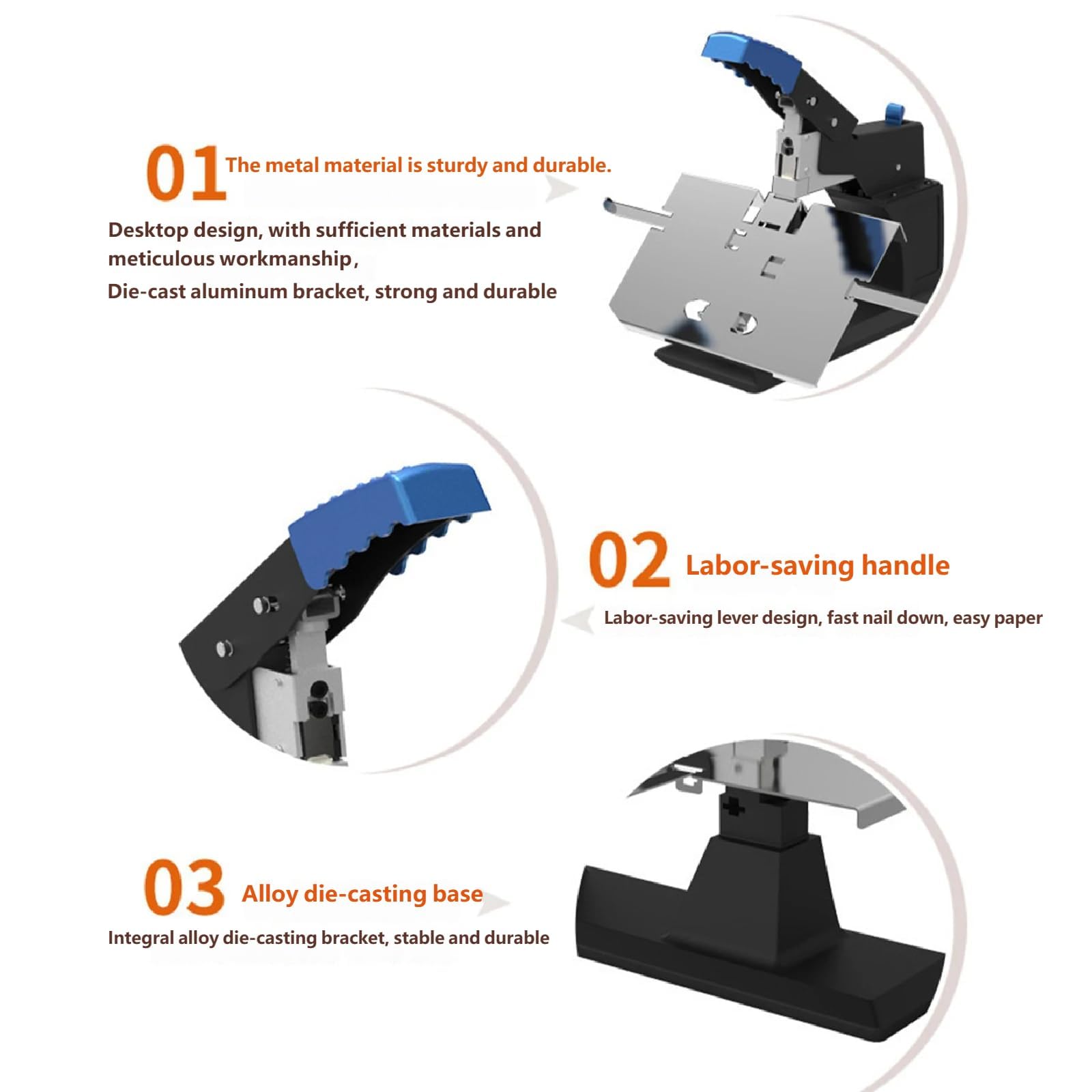 Grapadora manual de puntada de sillín resistente, grosor de encuadernación de 6,5 mm, modos de grapado plano y de sillín, ideal para oficina y uso doméstico, herramienta de encuadernación de papel