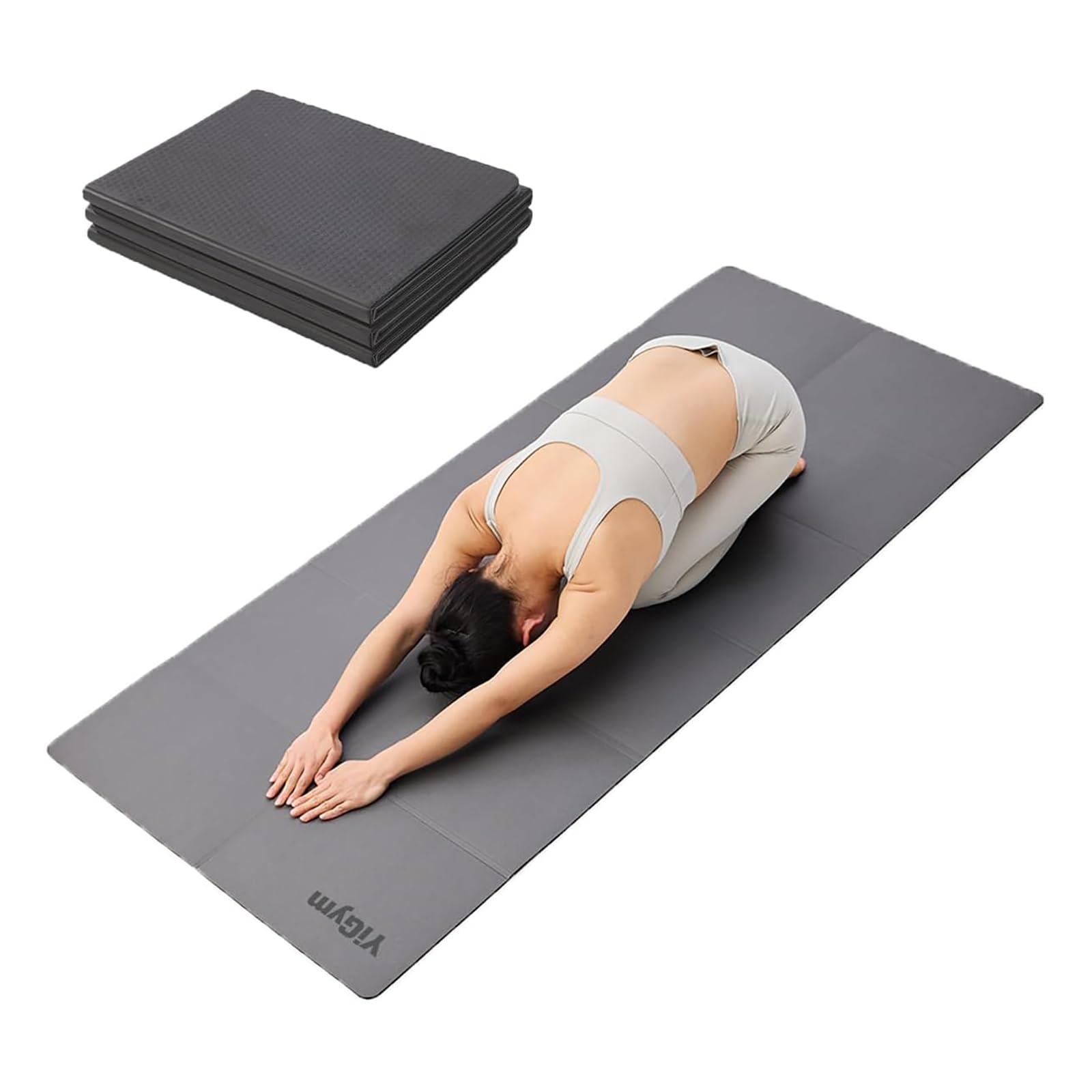 Esterilla de yoga plegable de 5 mm de grosor TPE+PU de doble cara antideslizante portátil esterilla de viaje para yoga caliente pilates HIIT fitness en casa