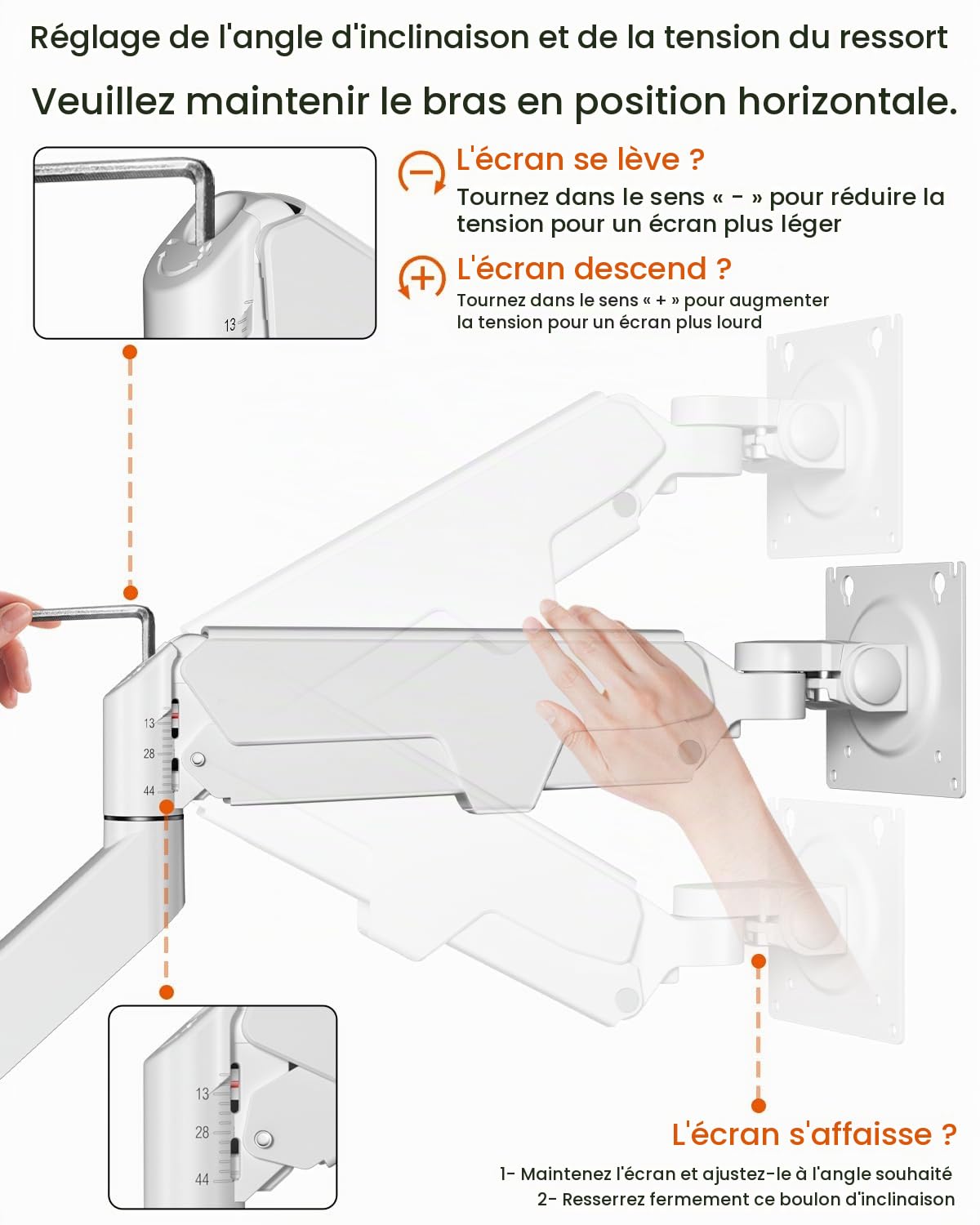 Support d'Écran pour Écran Plat et Incurvé de 17 à 49 Pouces,Max.20 kg