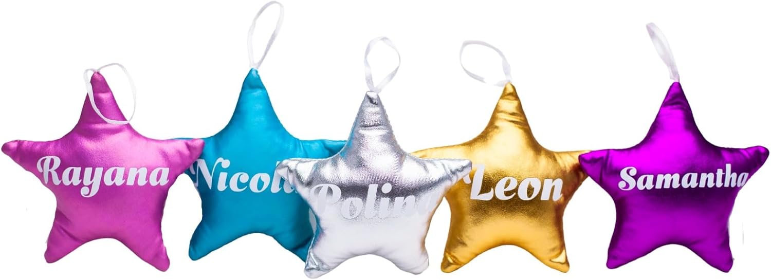 ZIMA BLUE 5pcs Handmade Velvet Hanging Star Ornaments, Create Your Own Set of Colors, Christmas Decorations, Gift for Everyone (Pink)
