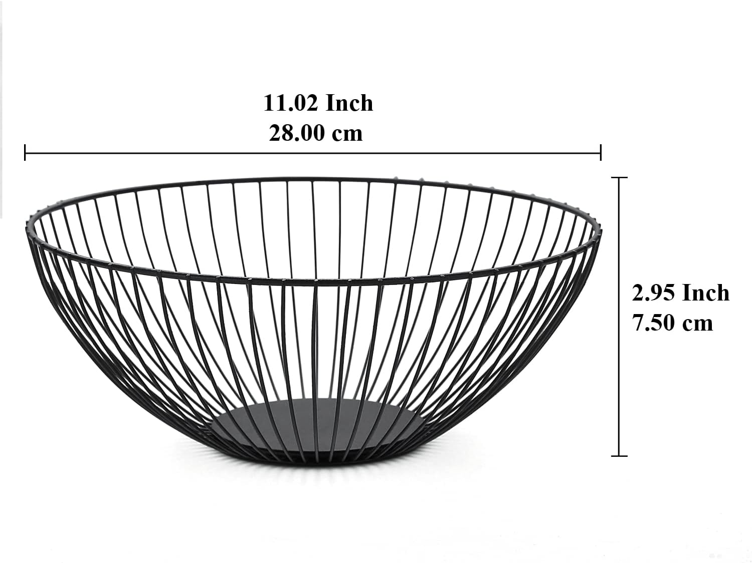 HOMQUEN Fruit Basket, Fruit Bowl, Metal Wire Fruit Basket for kitchen, Fruit Bowl for Kitchen Counter, Basket for Fruits, Vegetables, Breads, Snacks, Kitchen Gadgets (Round Short, Black) : Home & Kitchen