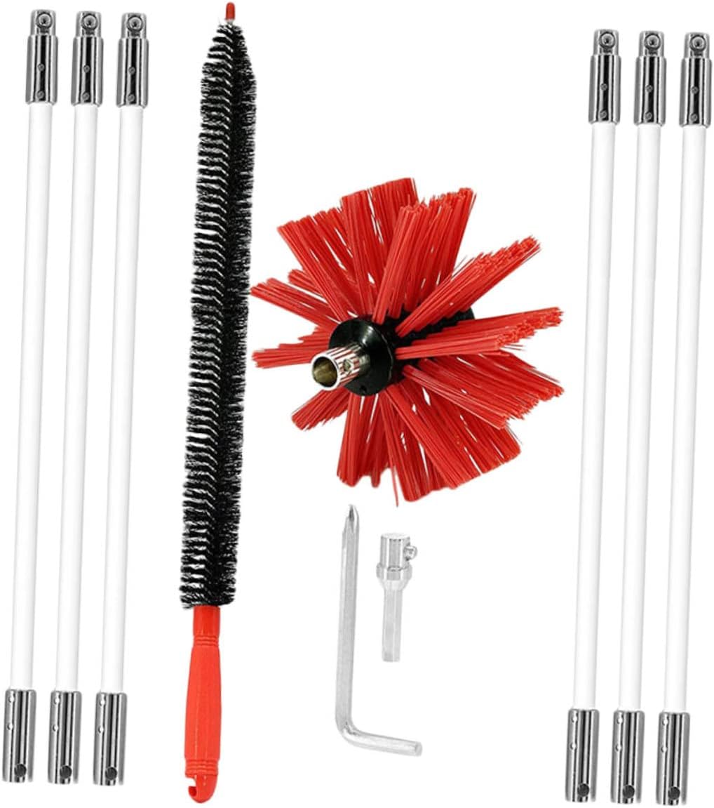 1set Chimney Brush Extendable Rods High-Temperature Resistant Flue Cleaning Tool for Efficient Fireplace and Dryer Vent Maintenance