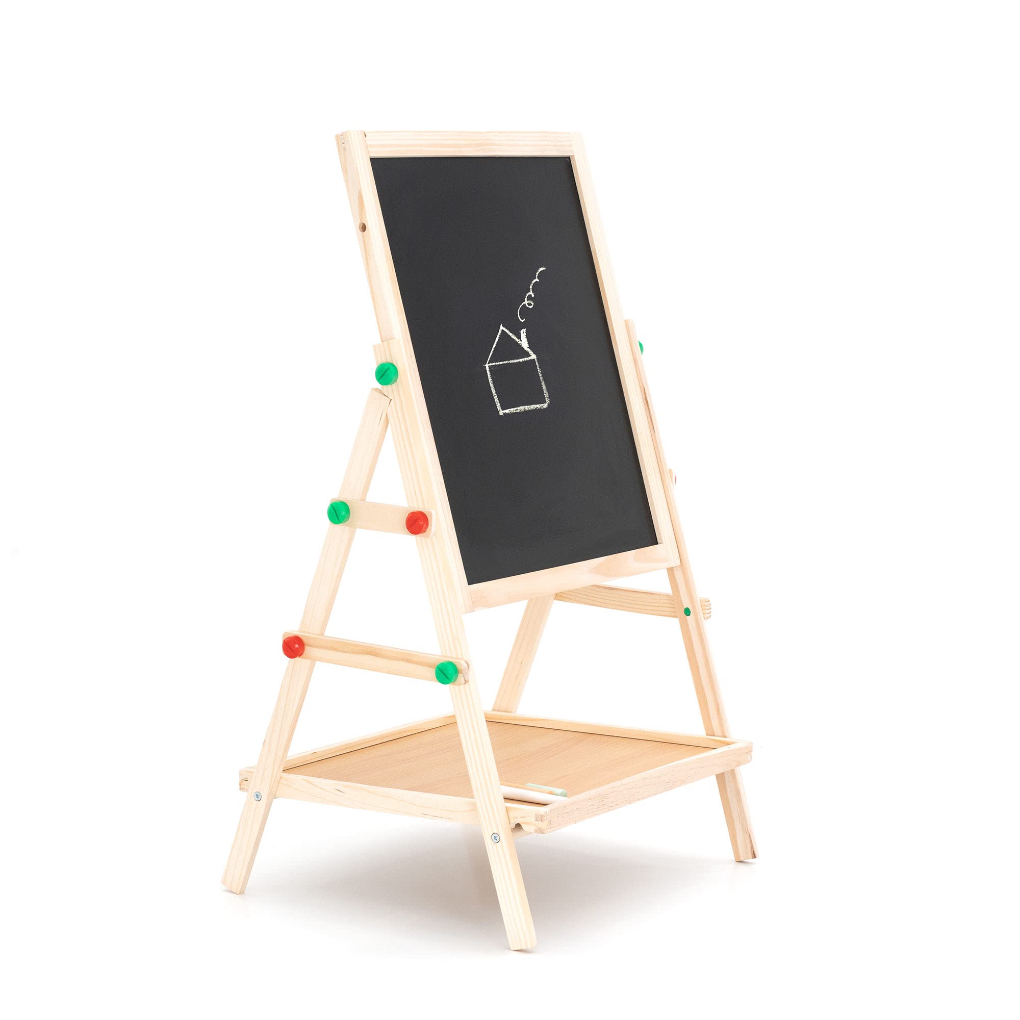 Pizarra Magnética y Pizarra de Tiza 2 en 1 Montessori Robincool Harvard 41x35x65 cm Fabricada con Madera Ecológica y Accesorios
