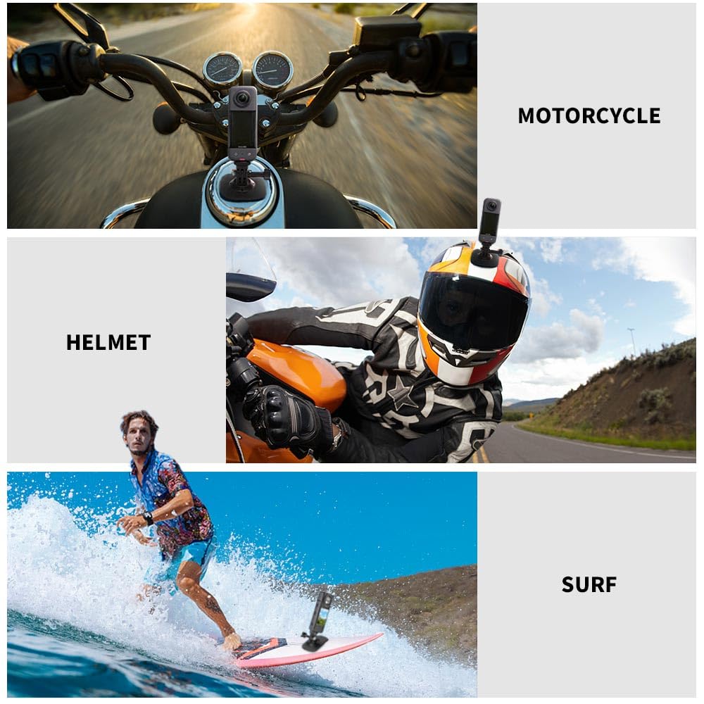 Kit de montaje adhesivo flexible para insta360 X Series, GoPro Max y Hero Series - Base de casco - Accesorios de cámara deportiva para cualquier superficie plana o curvada