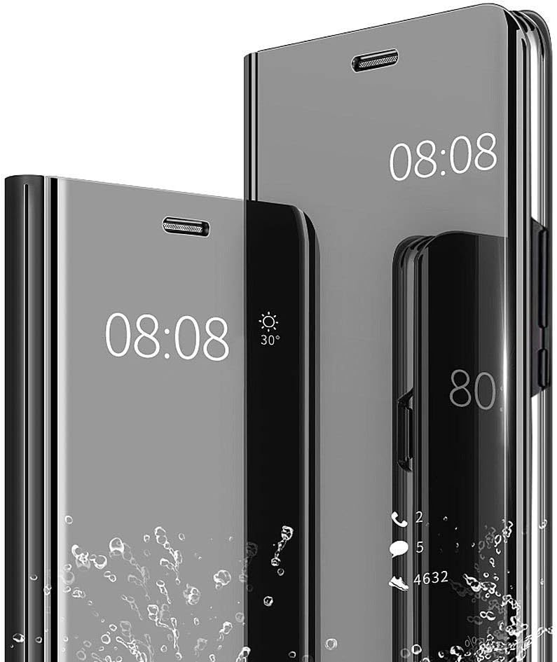 KISCOfor Sony Xperia XZ3 Mirror Case,Mirror Protective Case Standing Protective Flip Cover with Kickstand Feature for Sony Xperia XZ3-Black