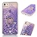 Produktbild ZCRO Flüssig Hülle für iPhone SE/ 5 /iPhone 5S, Handyhülle Case Schutz Hülle Glitzer Flüssig Cover Transparent Silikon Rahmen Hüllen mit Handy Ring Halterung Ständer für iPhone SE 5S 5 (Lila)