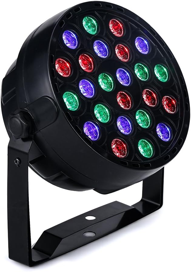 Aootek LED Par Lights Stage Lighting,24W 24 LEDs Disco Lights with Music-activated, Auto-run and DMX512 Control Mode, Different Colors Combinations of Red, Green and Blue, Multi-angle Rotating Holder, British Standard Plug