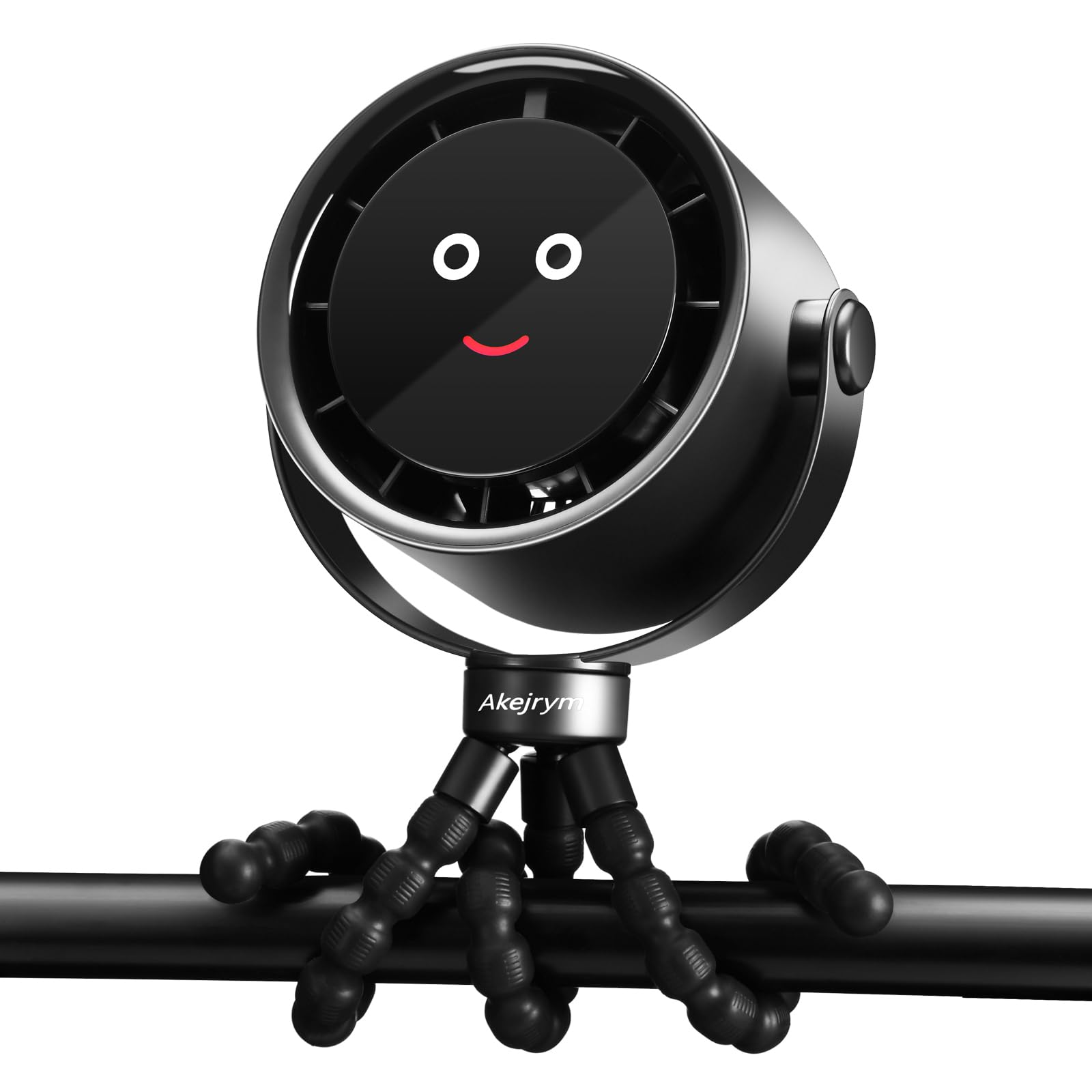Akejrym Stroller Fan Portable, Personal Fan for Travel, Digital display, Detachable 5 Speeds Rechargeable 360° Rotate Flexible Tripod Fan, For Home