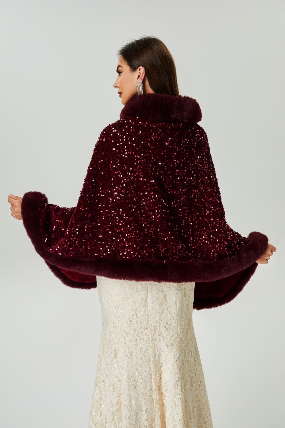 Châle en fausse fourrure pour femme - Cape pour bal de fin d'année, soirée, vêtements d'extérieur