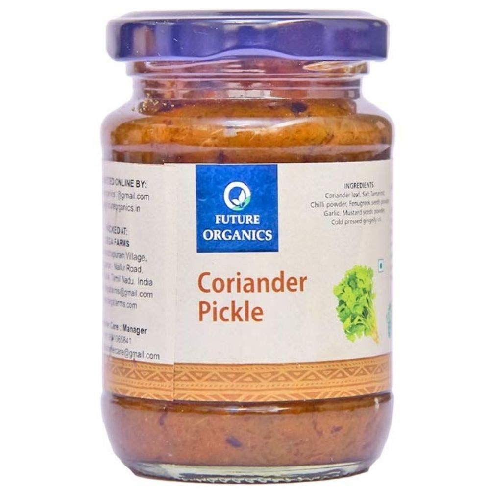 Future Organics Coriander Andhra Pickle - 160 Grams | 100% Fresh Achar with Homemade Taste & Pure Natural Healthy Ingredients