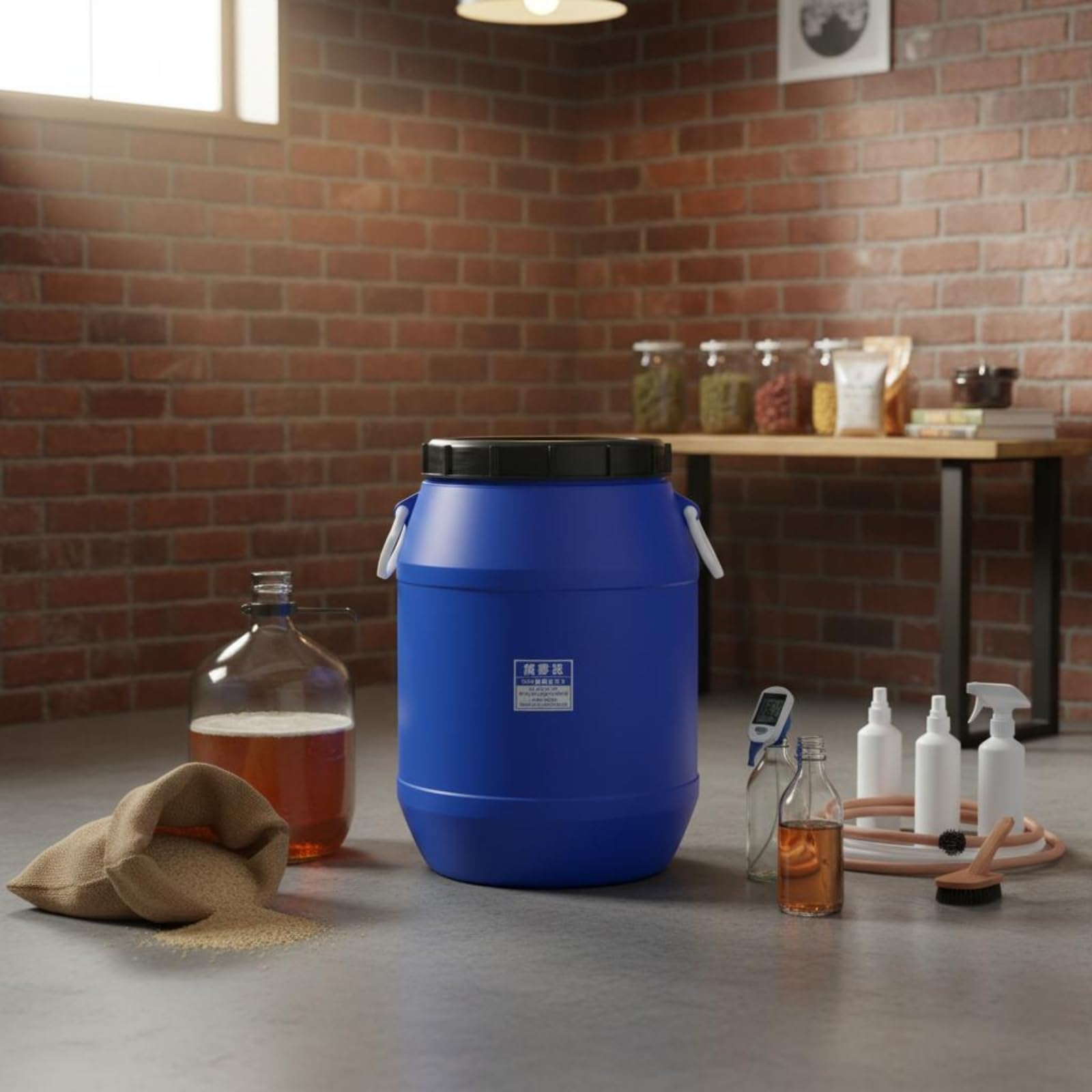 rockible 25 L Contenitore Alimentare Sigillato Multifunzione Contenitore Alimentare Facile da Pulire Bidone HDPE per Fermentazione, Casa, 25 Litri 50 Jin Blu Barile Rotondo Spesso