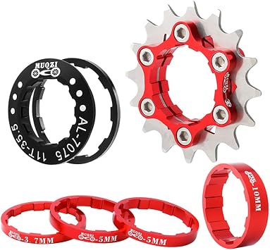 MTB Single Speed Cassette Cog Bicycle Freewheel Sprocket 12/13/14/15/16/17/18/19/20/21/22T Single Speed Fixie Cassette+Spacers for 7-10S HG Hubs,Road Bike,Mountain Bike
