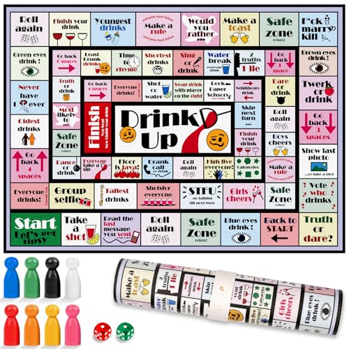 HYXFJITS Drinking Board Games for Adults Girls Night,Waterproof Leather Mat Drinking Games,Party...