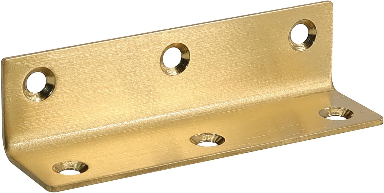 L Bracket, Heavy Duty Corner Brace, 20 Pack 4 Inch Stainless Steel Shelf Bracket Angle Bracket for Shelves, Gold Metal Braces for Wood, 100mm Overall Length