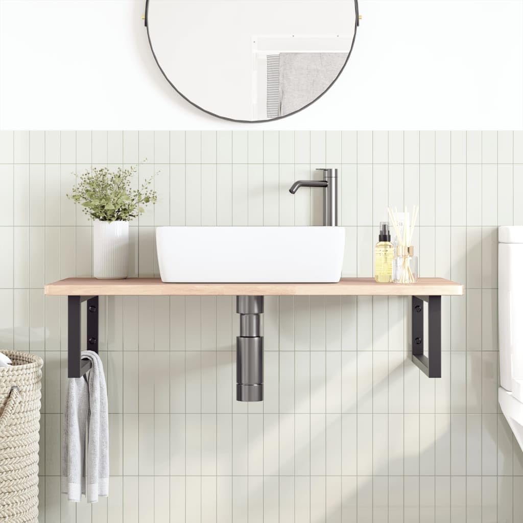 Owox - Tapa para lavabo (100 x 50 x 2,5 cm, roble negro, soporte de acero, 100 kg, para baño)