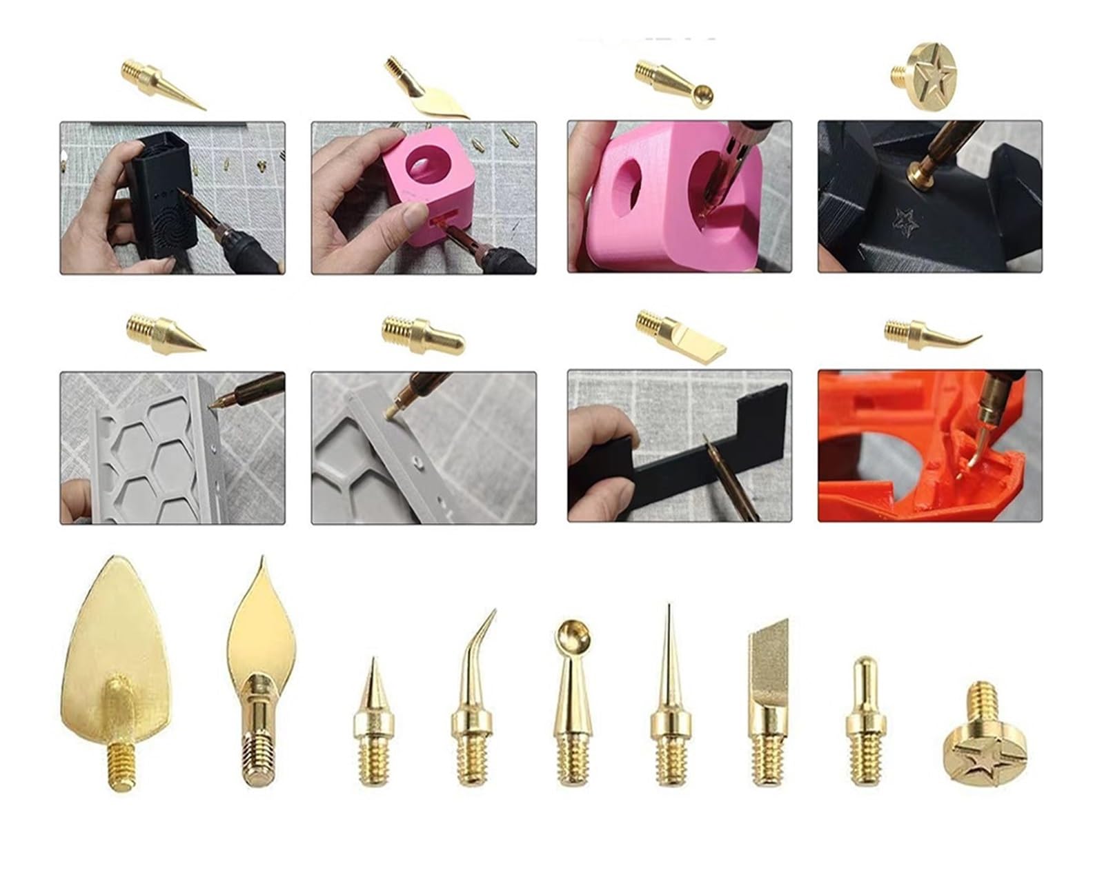 21PCS 3D Printing Accessories Smoothing Tool Kit, 3D Printing Modify Finishing Tool Soldering Welding Iron Kit Heat Insert(EU)